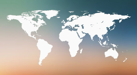 World maps on blurred background