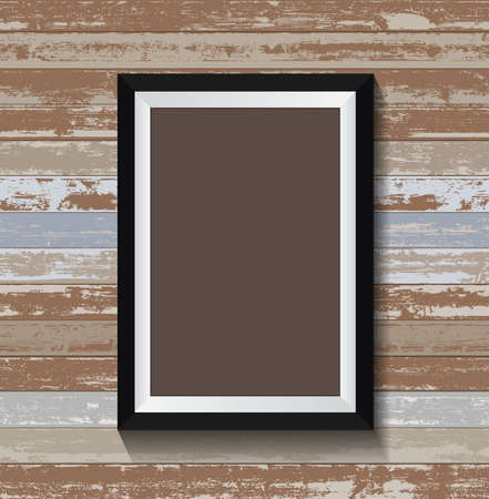 Blank empty frame or poster on old wood textureのイラスト素材