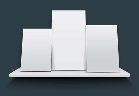 Blank empty frame or poster with White shelves. Vector.のイラスト素材