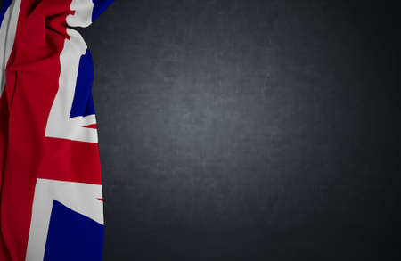 England flag of fabric texture with concrete texture dark background .3D Renderingの写真素材
