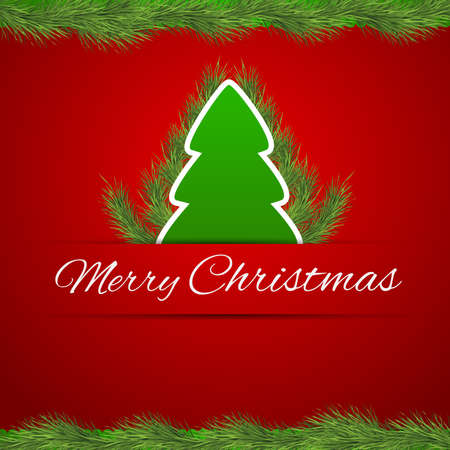 Merry christmas card on red backgroundのイラスト素材