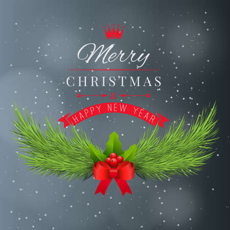 Merry christmas and Happy New Year Celebration shiny elements on blurred backgroundのイラスト素材