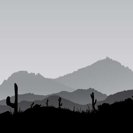 Landscape with fog huge mountains abstract background.Vector Illustration.のイラスト素材