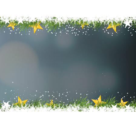 Merry christmas leaf star on blurred bokeh background.のイラスト素材