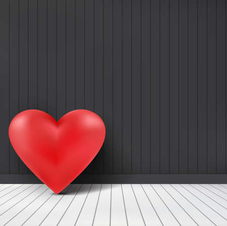 Valentines heart in interior room dark wall background .Vector illustration.のイラスト素材