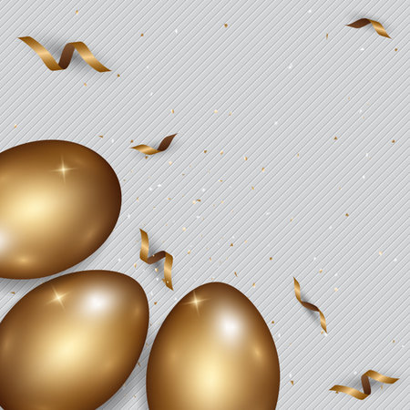 Easter gold eggs with confetti gold and bright collors place for text abstract backgroundのイラスト素材