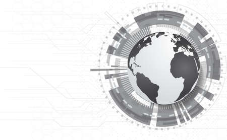 Abstract technology background and global network concept with various technological elements.Vector illustrationのイラスト素材