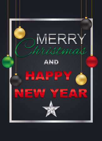 Merry Christmas and Happy New Year on Background Typography and Elements. greeting card or poster template flyer or invitation design. Vector Illustration.のイラスト素材