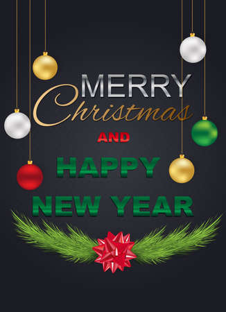 Merry Christmas and Happy New Year on Background Typography and Elements. greeting card or poster template flyer or invitation design. Vector Illustration.
のイラスト素材