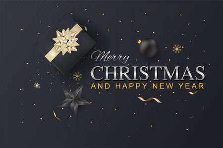 Merry Christmas and Happy New Year on Background Typography and Elements. greeting card or poster template flyer or invitation design. Vector Illustration.
のイラスト素材