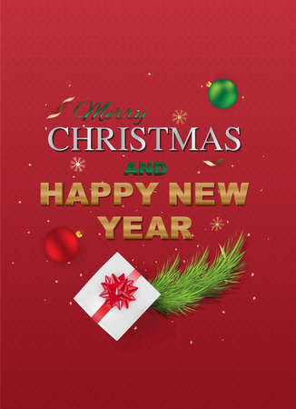 Merry Christmas and Happy New Year on Background Typography and Elements. greeting card or poster template flyer or invitation design. Vector Illustration.
のイラスト素材