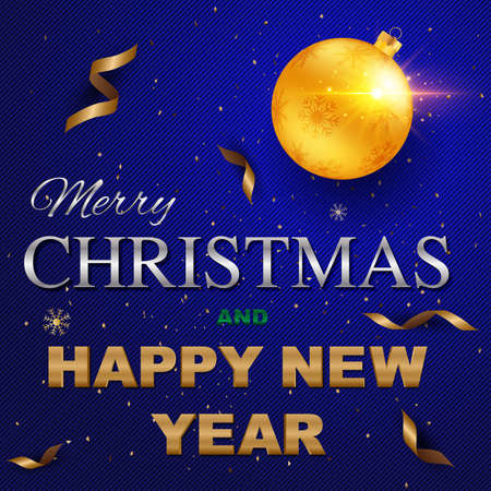 Merry Christmas and Happy New Year greeting card, colored text Design on background texture. Vector Illustration.
のイラスト素材