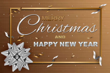 Merry Christmas and Happy New Year greeting card, colored text Design on background texture. Vector Illustration.
のイラスト素材