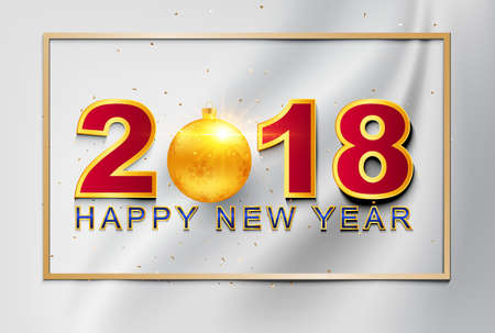 2018 New Year greeting card with light on silver backgroundのイラスト素材