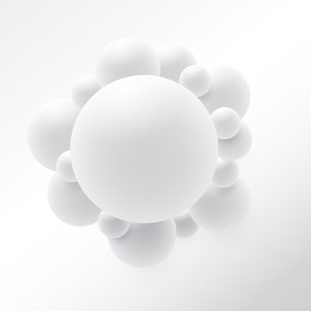 Abstract 3D Sphere design, 3d molecules concept, Atoms  on white background. Vector illustration.のイラスト素材