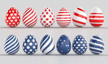 Set of Easter eggs red and classic blue color on a white background. With Path
の写真素材