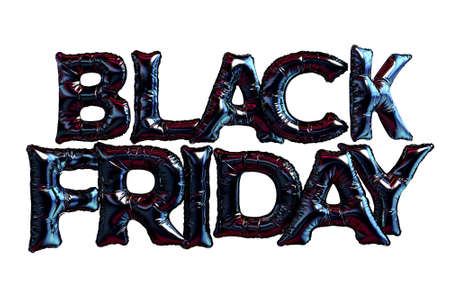 Black Friday 3D Rendering. Business Concept Marketing and Digital online marketing with black letters, balloon on a white background.の写真素材