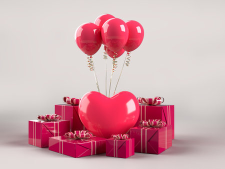 Happy Valentines Day.Be my Valentine. Celebration party with gift box decorations. Background mockup templateの写真素材