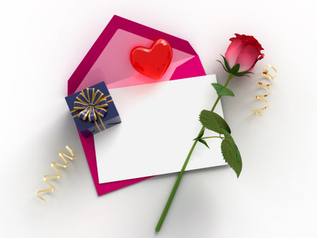 Happy Valentines Day.Be my Valentine. Celebration party with gift box decorations and greeting card mockup template. 3d Renderingの写真素材