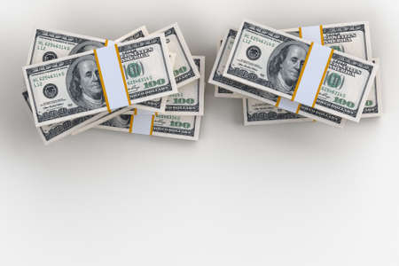 Stack of dollars on mockup background. Banner for bank, business services. Money saving concept or business services wealth concept. 3D renderingの写真素材