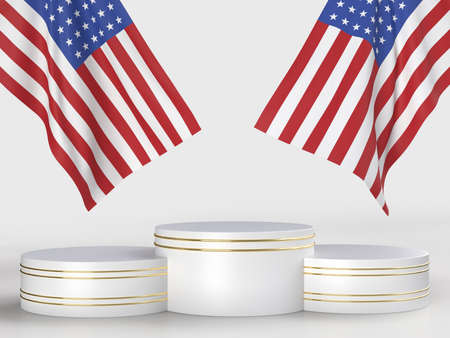 Happy 4th of July USA Independence Day with decorate and american flag. concept in Independence Day celebration of america. 3D renderingの写真素材