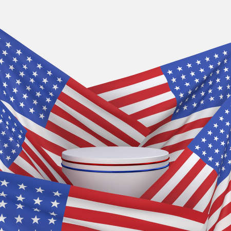 Happy 4th of July USA Independence Day with decorate and american flag. concept in Independence Day celebration of america. 3D renderingの写真素材