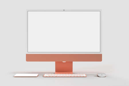 Monitor 24 mockup Template For presentation branding, corporate identity, advertising, branding business. 3D renderingの写真素材