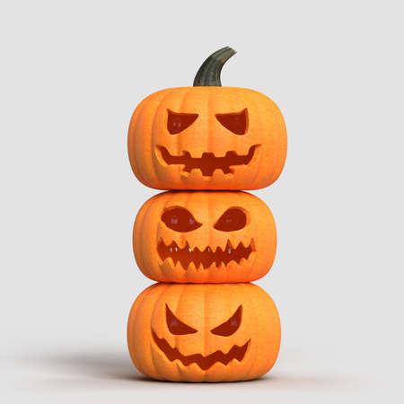 Halloween background mock-up with pumpkins. Halloween concept mockup. 3D renderingの写真素材