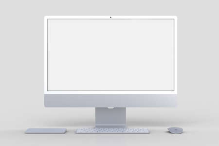 Monitor 24 inch mockup Template For presentation branding, corporate identity, advertising, branding business. 3D renderingの写真素材