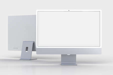 Monitor 24 inch mockup Template For presentation branding, corporate identity, advertising, branding business. 3D renderingの写真素材