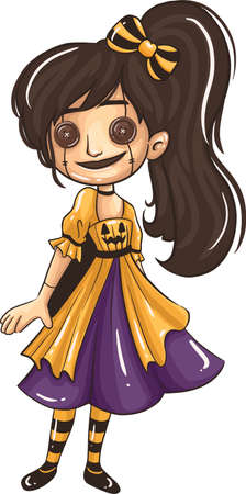 Cartoon Kids in halloween costumes. Great for party decoration Halloween cartoon style. Vector illustration.のイラスト素材