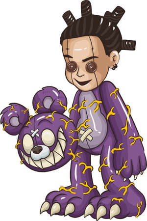 Cartoon Kids in halloween costumes. Great for party decoration Halloween cartoon style. Vector illustration.のイラスト素材