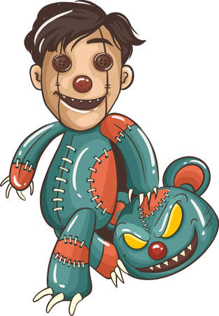 Cartoon Kids in halloween costumes. Great for party decoration Halloween cartoon style. Vector illustration.のイラスト素材