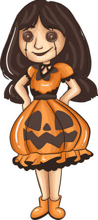 Cartoon Kids in halloween costumes. Great for party decoration Halloween cartoon style. Vector illustration.のイラスト素材