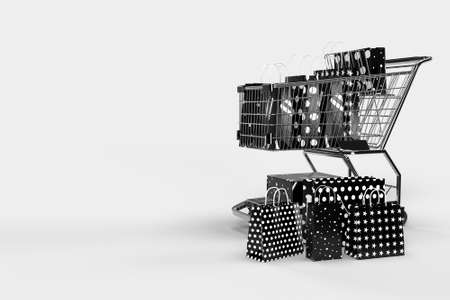 Concept of online shopping with shopping elements. Designs concept marketing online. suitable for promotion of digital stores. 3D renderingの写真素材