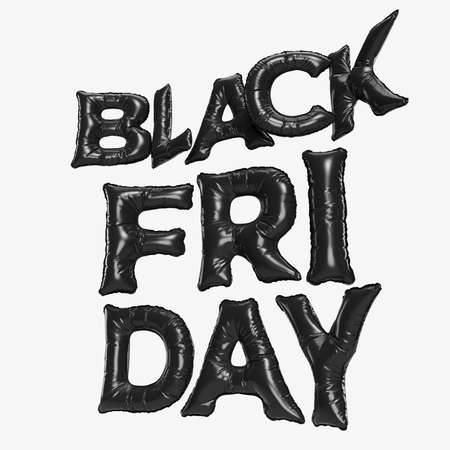 Black Friday Sale Black Typography. Template for promotion, advertising, web, social and fashion ads. 3D renderingの写真素材
