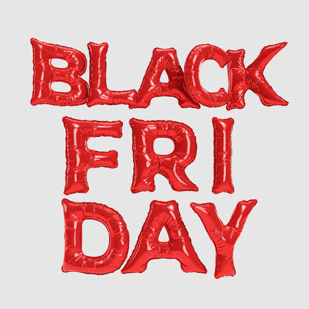 Black Friday Sale Black Typography. Template for promotion, advertising, web, social and fashion ads. 3D renderingの写真素材