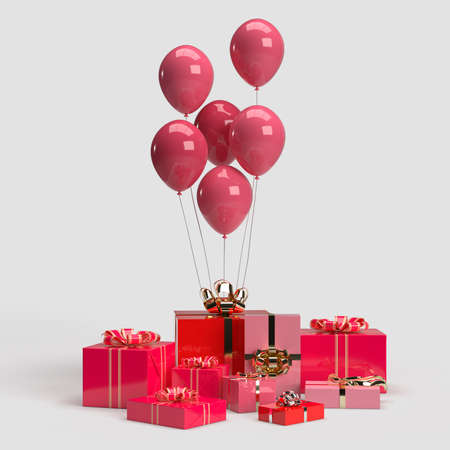 Happy Valentines Day.Be my Valentine. Celebration party with gift box decorations. Background mockup templateの写真素材