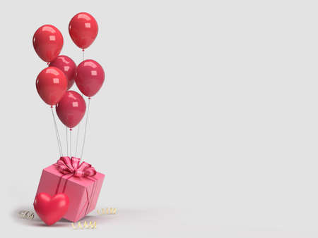 Happy Valentines Day.Be my Valentine. Celebration party with gift box decorations. Background mockup templateの写真素材