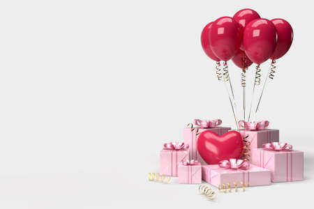 Happy Valentines Day.Be my Valentine. Celebration party with gift box decorations. Background mockup templateの写真素材