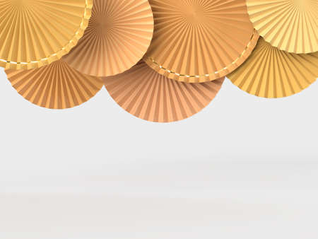 Paper fan medallion chinese new year decoration. Concept of Happy Chinese New Year festival background. 3D renderingの写真素材