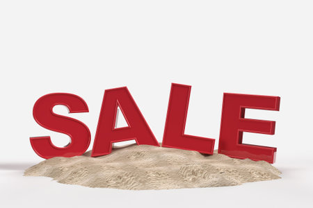 Summer beach and sale text elements for vacation timeの写真素材