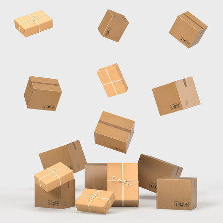 Brown cardboard box. Cargo delivery shipping packaging box. 3D rendering
