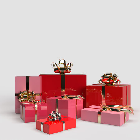 Realistic Gifts Boxes. Merry Christmas and Happy New Year, Flyer and Brochure, Mock up Holiday...