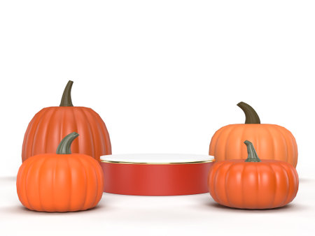 Halloween background mock-up with pumpkins and witch hat. Halloween concept mockupの写真素材