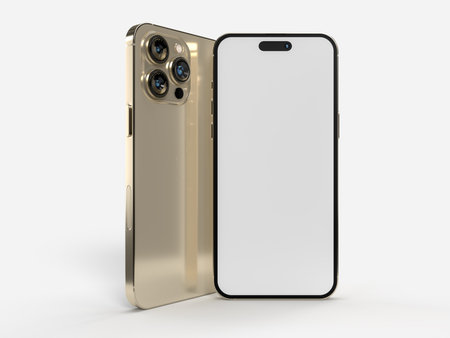 Realistic Smartphone display, device screen Template for infographics or presentation UI/UX design interface. 3D renderingの写真素材