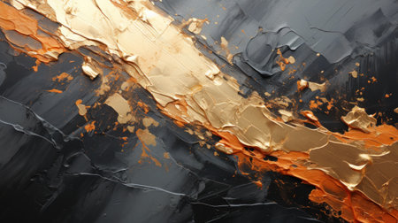 Luxury abstract fluid art painting background alcohol ink black and gold texture. Abstract contemporary art brush strokes of paint for posters, cards, prints, wallpapers. Generative AIの素材