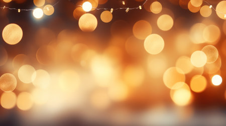 Golden sparkle glitter with Gold bokeh effect and selective defocus backdrop. Festive luxury background with bright gold lights christmas mood concept for banner, ads and poster. Generative aiの素材