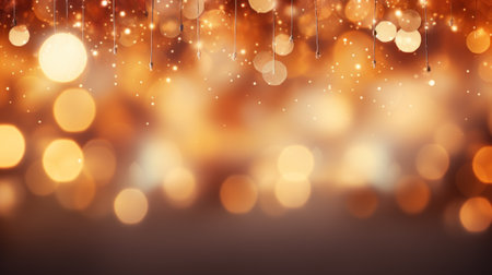 Golden sparkle glitter with Gold bokeh effect and selective defocus backdrop. Festive luxury background with bright gold lights christmas mood concept for banner, ads and poster. Generative aiの素材