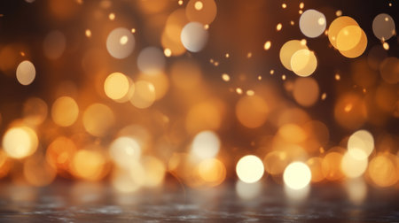 Golden sparkle glitter with Gold bokeh effect and selective defocus backdrop. Festive luxury background with bright gold lights christmas mood concept for banner, ads and poster. Generative aiの素材